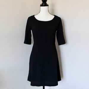 Black Wide Neckline Open Back Fit & Flare Dress